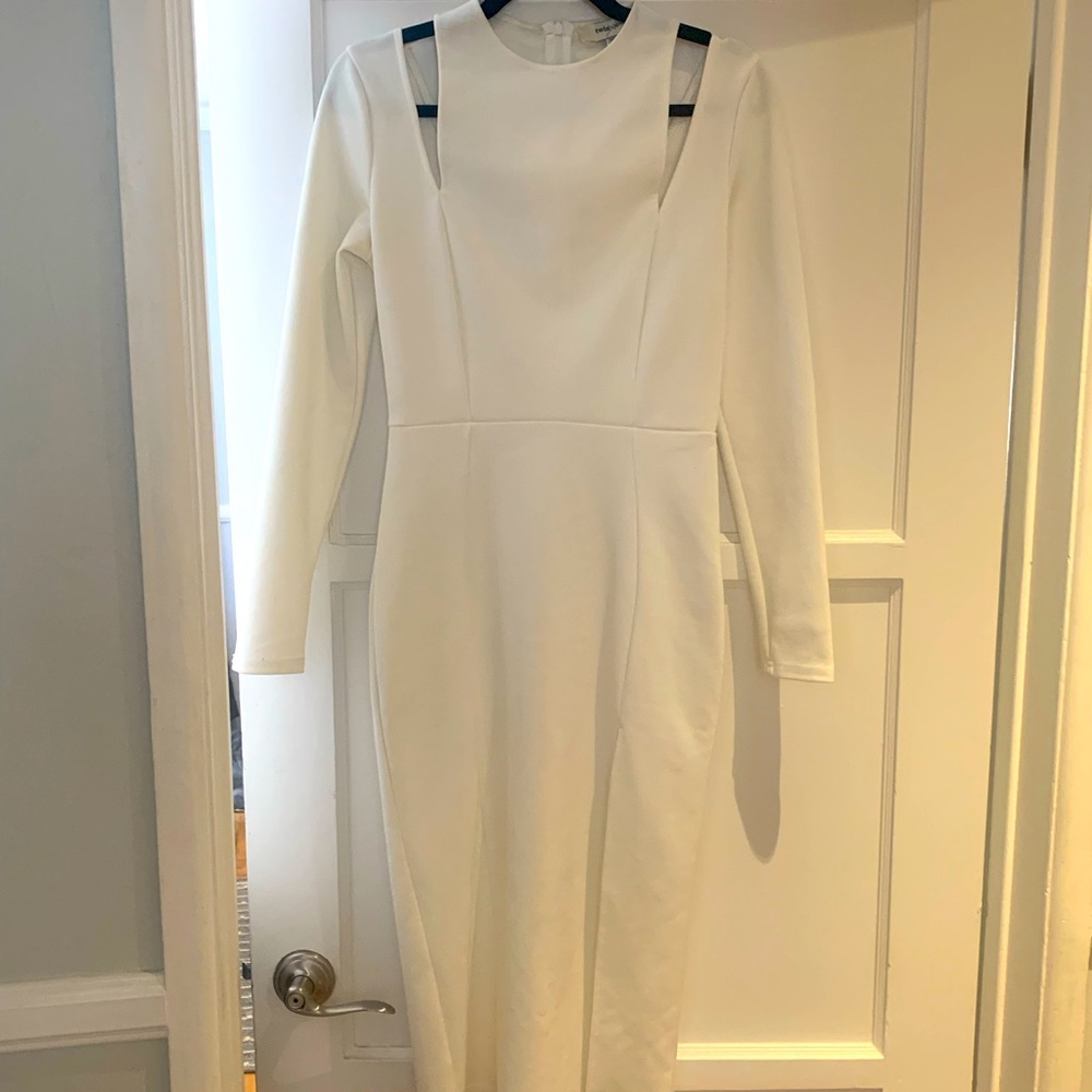 Twin Sister cut out midi dress long sleeves w high slit